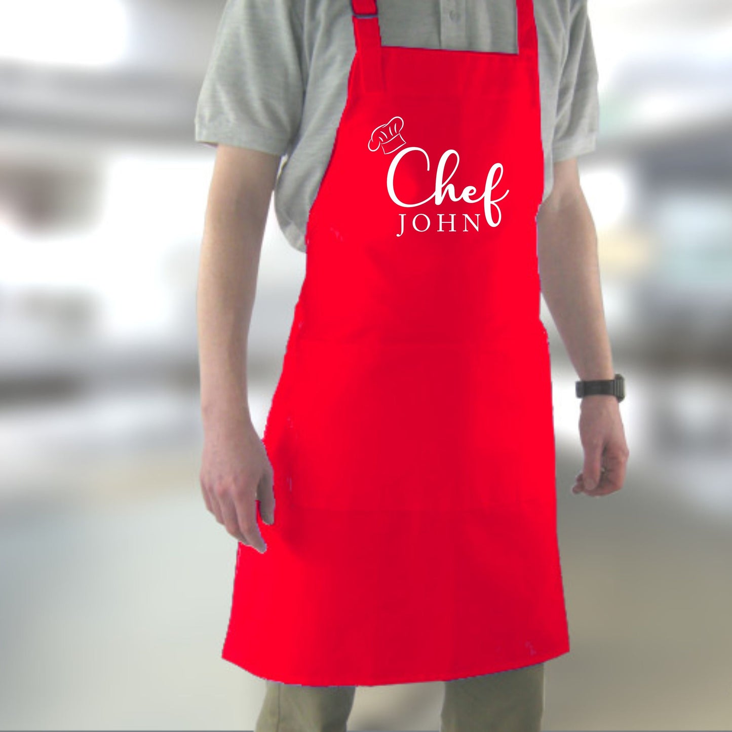 Chef Printed Personalised Apron with pockets | Personalised Printed Kitchen Apro