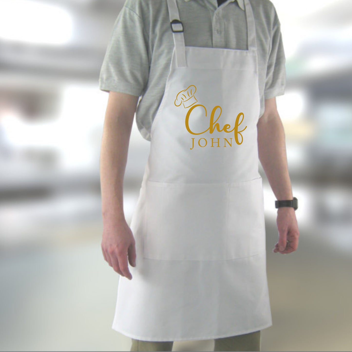 Chef Printed Personalised Apron with pockets | Personalised Printed Kitchen Apro