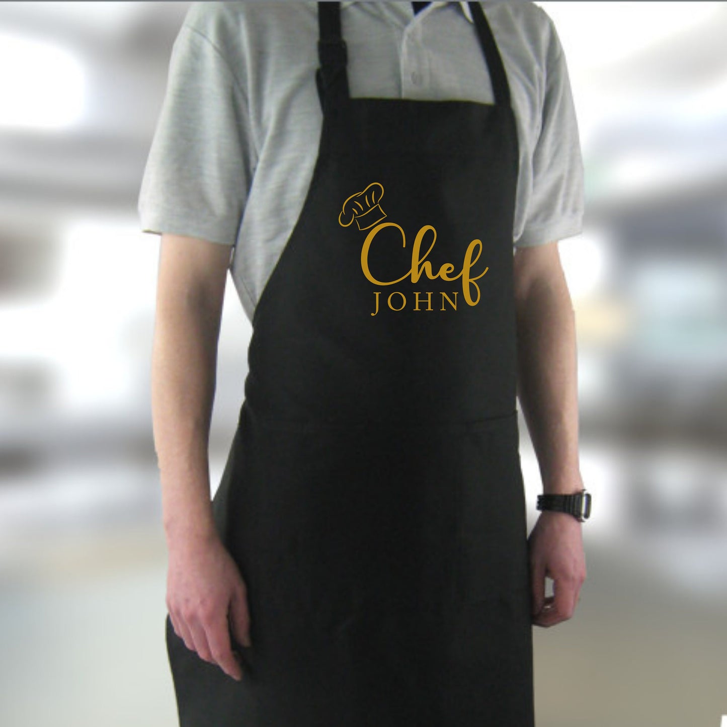 Chef Printed Personalised Apron with pockets | Personalised Printed Kitchen Apro