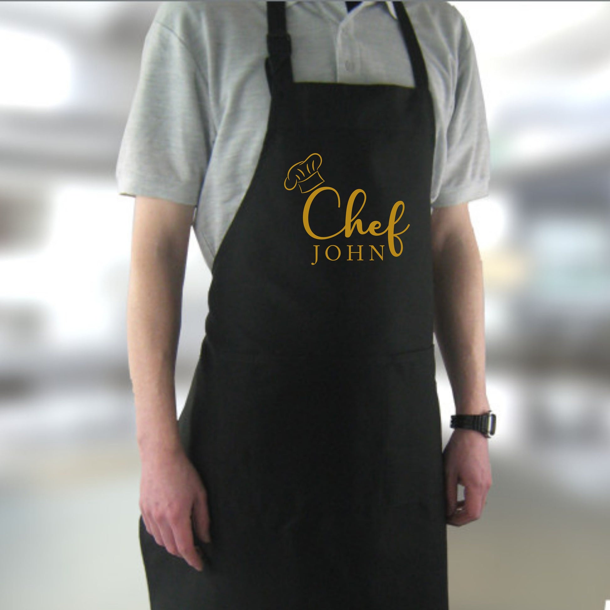 Chef Printed Personalised Apron with pockets | Personalised Printed Kitchen Apro