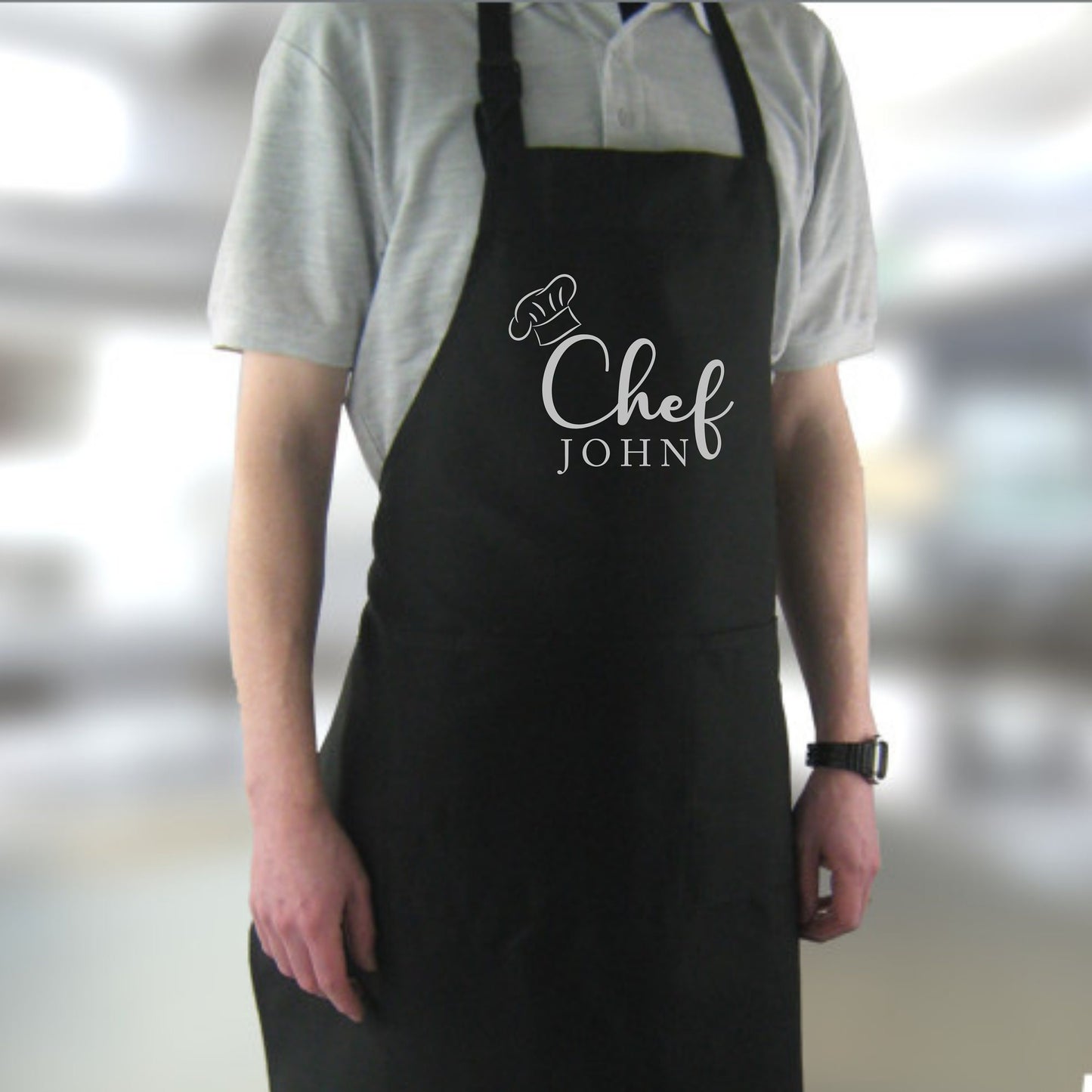 Chef Printed Personalised Apron with pockets | Personalised Printed Kitchen Apro