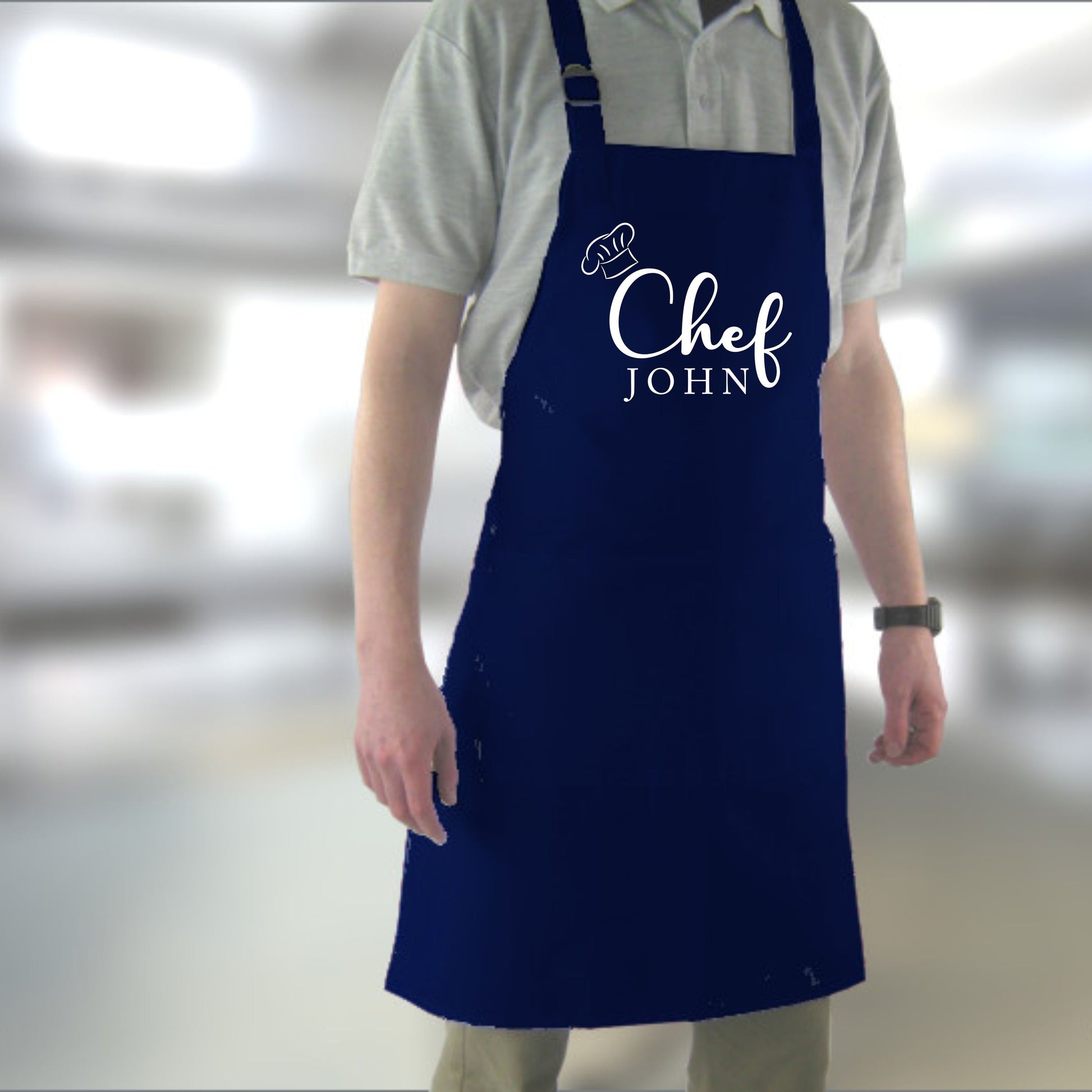 Chef Printed Personalised Apron with pockets | Personalised Printed Kitchen Apro