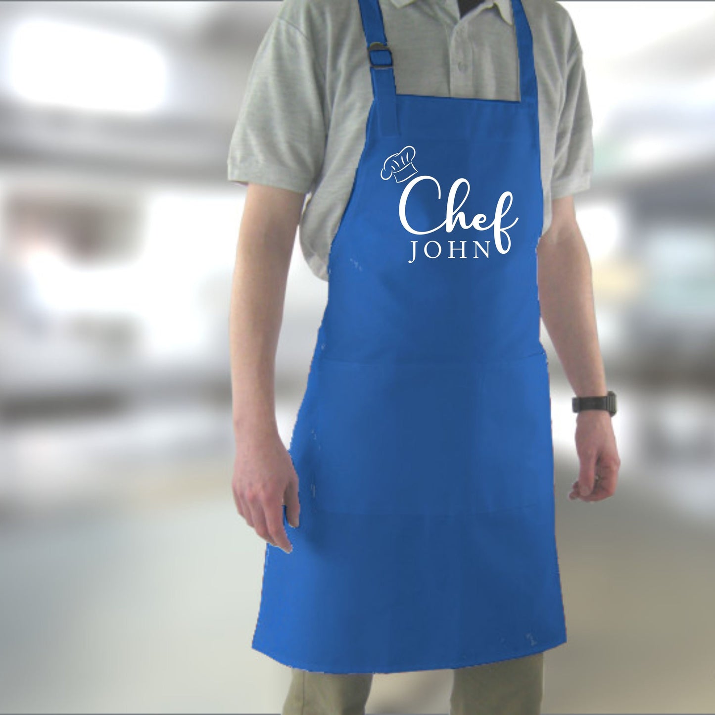 Chef Printed Personalised Apron with pockets | Personalised Printed Kitchen Apro