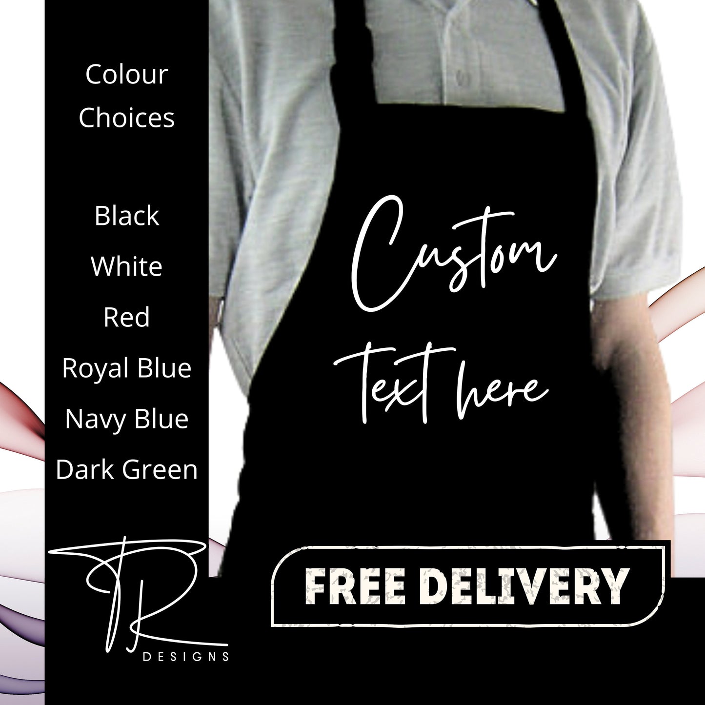 Printed Personalised Apron with pockets | Personalised Printed Kitchen Apron for