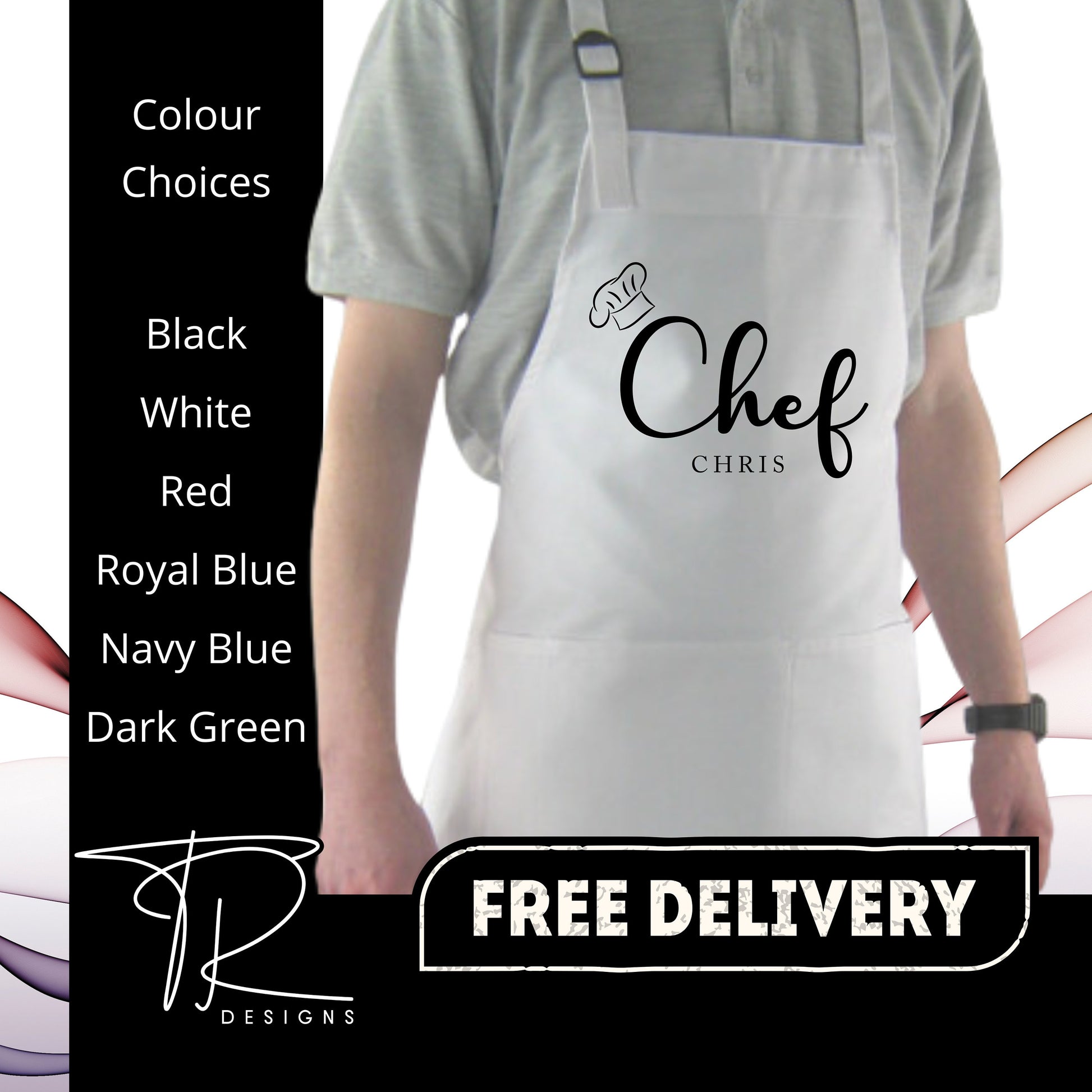 Chef Printed Personalised Apron with pockets | Personalised Printed Kitchen Apro