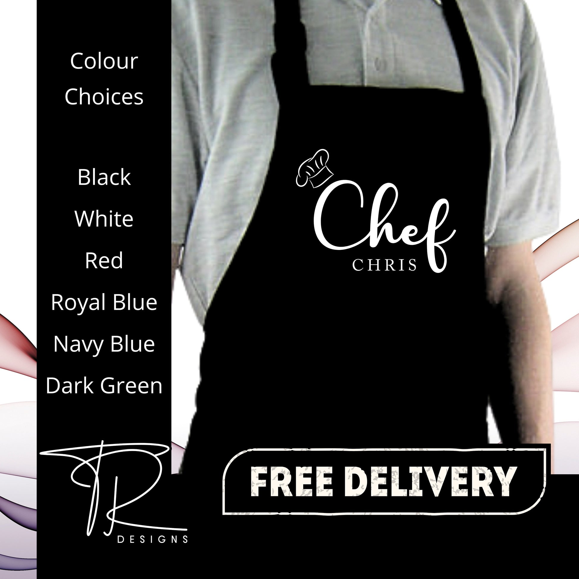 Chef Printed Personalised Apron with pockets | Personalised Printed Kitchen Apro