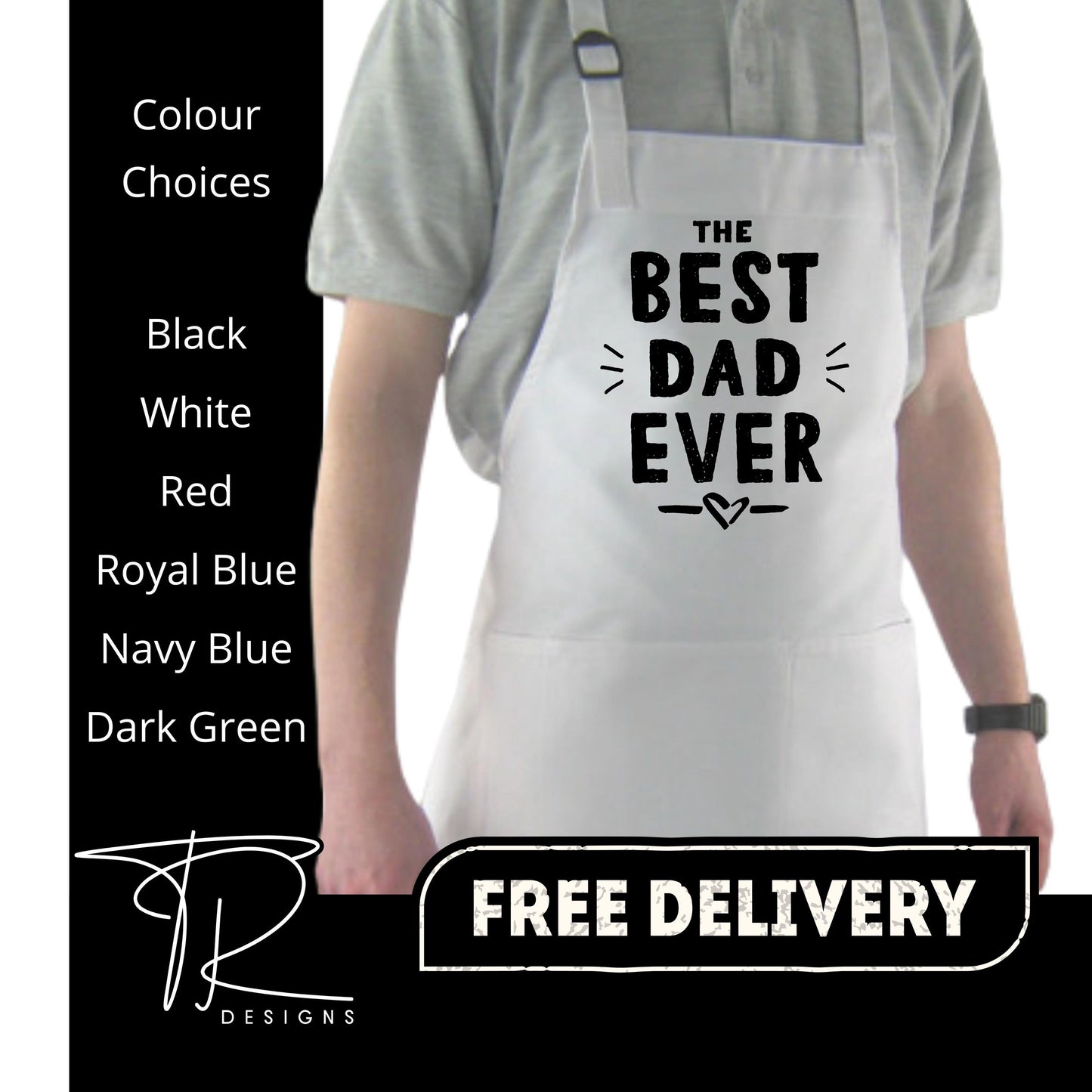 Best Dad Ever Father's Day Apron with pockets | Personalised Printed Kitchen Apr