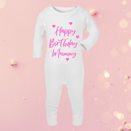 Happy Birthday Mummy babygrow and vest